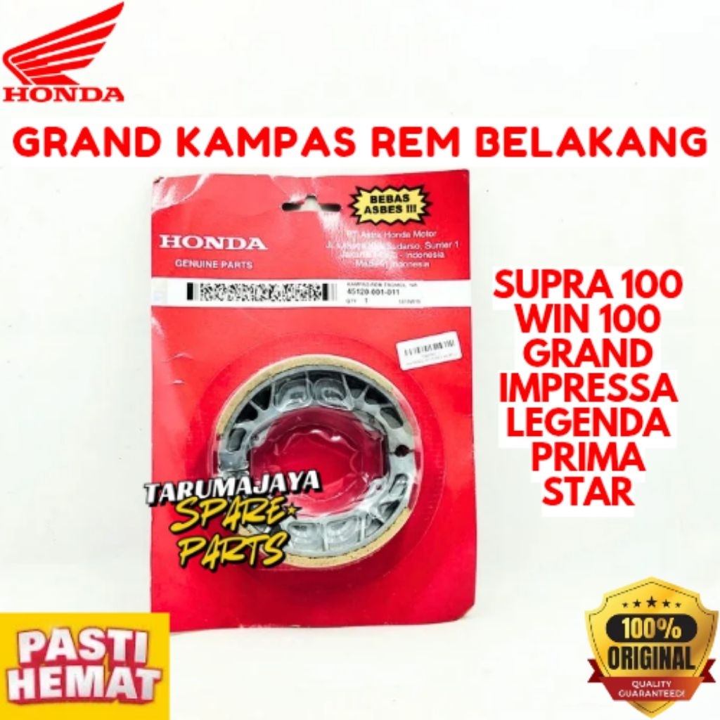 KAMPAS REM BELAKANG ORIGINAL HONDA KODE GRAND, KAMPAS REM BELAKANG  SUPRA 100, KAMPAS REM BELAKANG W