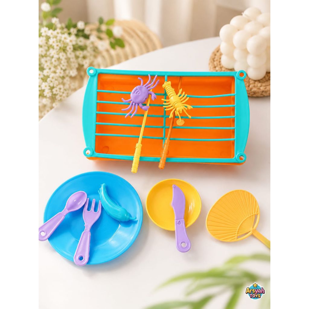 Mainan Masak Masakan Anak Perempuan BBQ Grill Set Mainan Dapur Mini