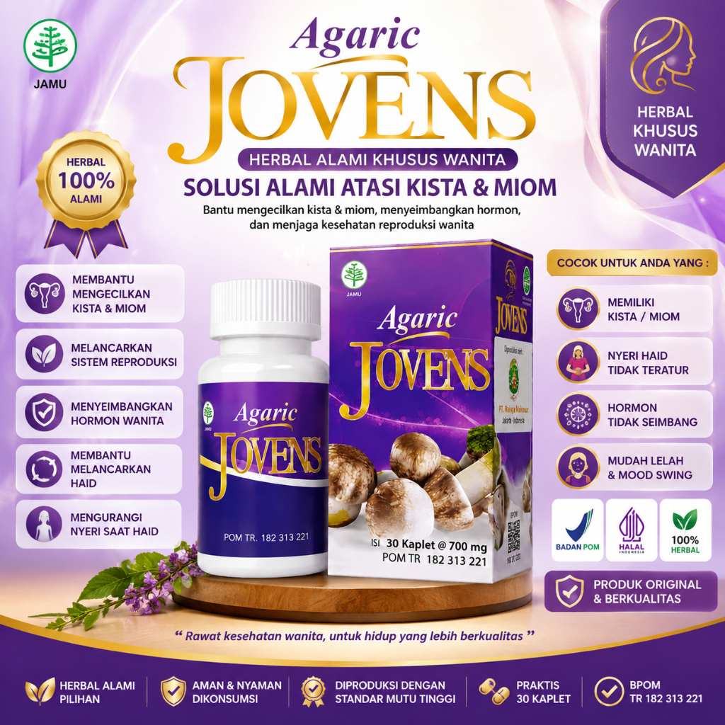 AGARIC Jovens - Obat Herbal Kista Miom Kanker Ovarium Benjolan Tumor Jamur Dewa 30 Kaplet