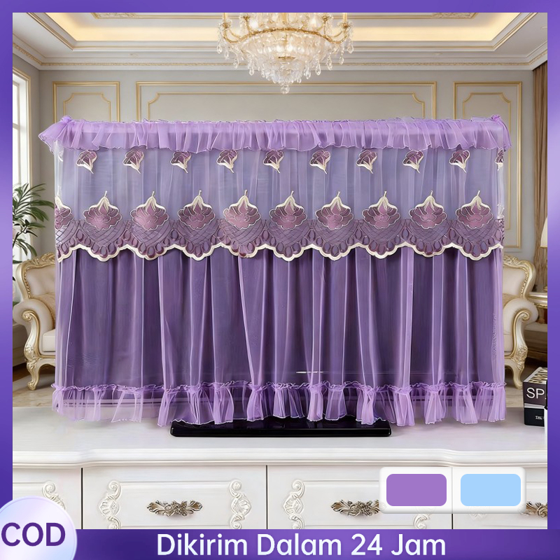 Sarung Tv Renda Tahan Debu Penutup Tv 32 Inch Sulaman Renda Cover Tv Led 32 Inch Universal