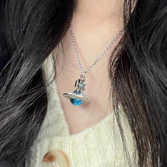 Vivienne Westwood Necklace Tiny Blue Orb Kalung Pendant