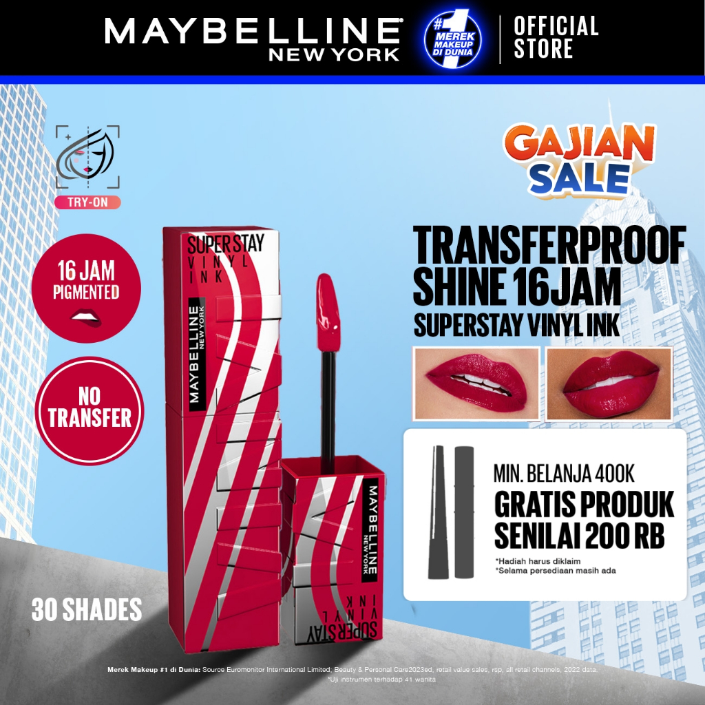 [NEW LIMITED 5 RACING SHADES] MAYBELLINE OFFICIAL Superstay Vinyl Ink 4.2 ml - Shiny Pigmented Liqui