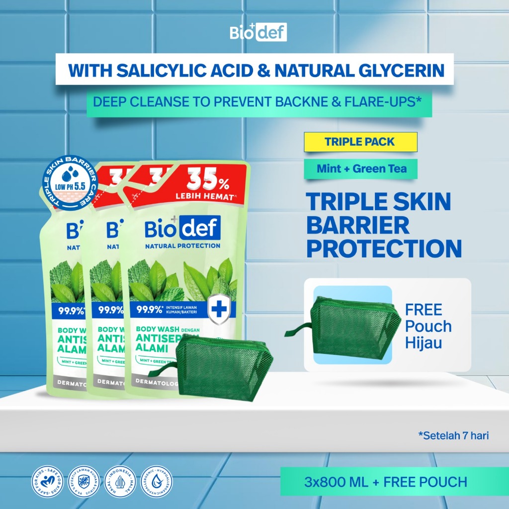 [BUY 3 GET 4] Biodef Body Wash All Variant Refill 800mL x 3pcs FREE Pouch Jaring | Anti Bacne, Jeraw