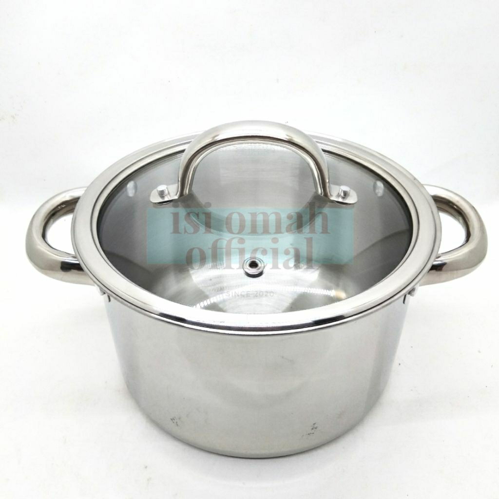 Panci Stainless Steel Dutch Oven Maxim 18cm + Tutup Kaca Export Quality