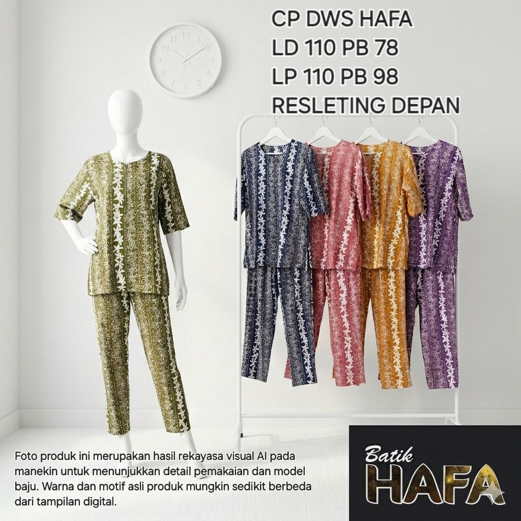 Setelan Kulot Batik Wanita CP DWS HAFA BATIK Busui Friendly / Setelan Baju Tidur Pajamas Rayon Lingk