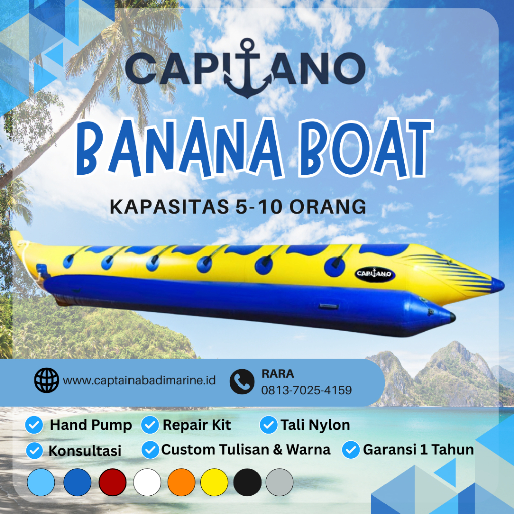 Banana Boat Capitano Wahana Air Perahu Karet Banana 5 / 6 / 7 / 8 / 9 / 10 orang