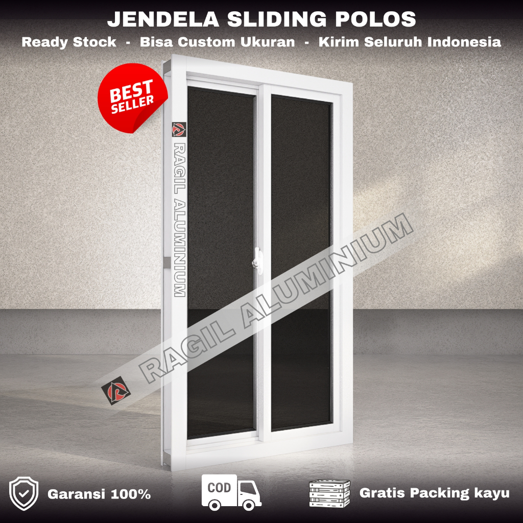 Tinggi 120 x Panjang 70 Cm (120x70) Jendela Aluminium Kaca Sliding Polos Garansi 100%