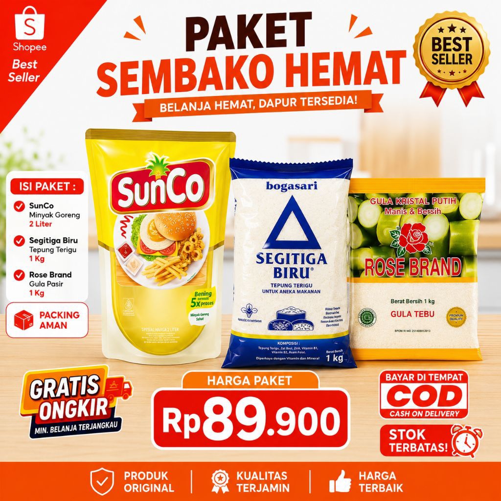 Paket Sembako Minyak Goreng SunCo Segitiga Biru Rosebrand