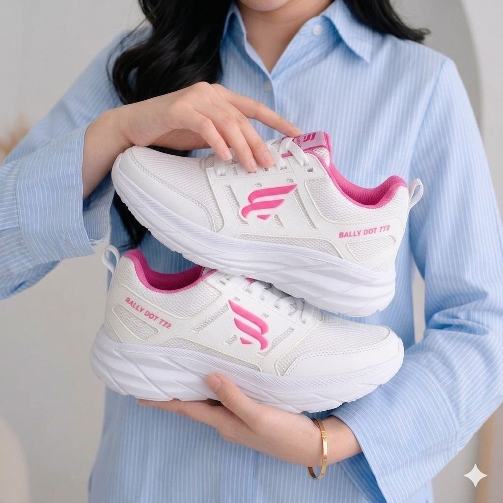 TERBARU Sepatu Ballyboy Wanita Casual Santai Runing Sport Sepatu Putih Pink Cewek