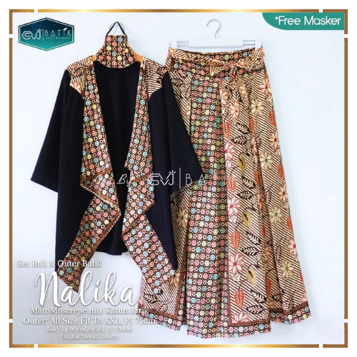 BATIK WANITA MODERN REMAJA SETELAN BATIK TERBARU OUTER ROK NALIKA ORIGINAL BY SVJ KEKINIAN