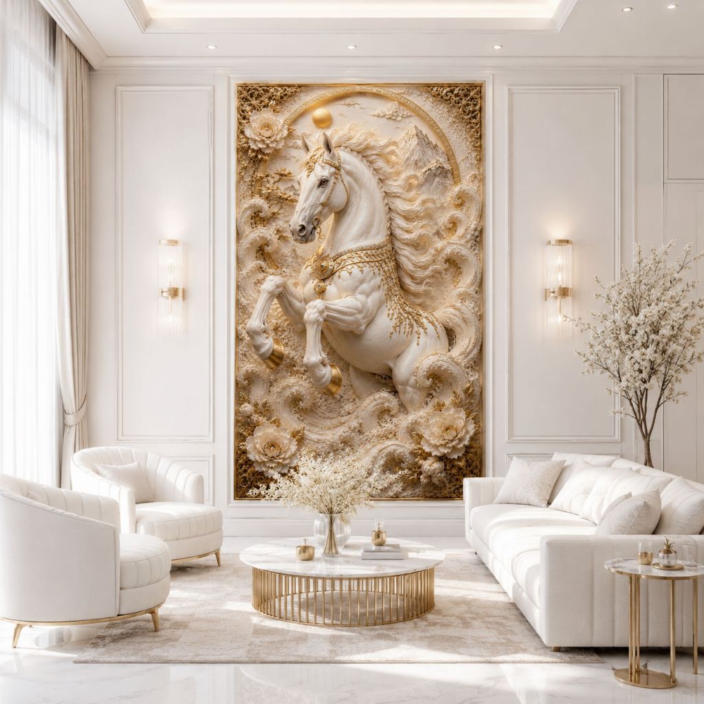 Stiker Dinding Wallpaper Relief Luxury Horse dll.