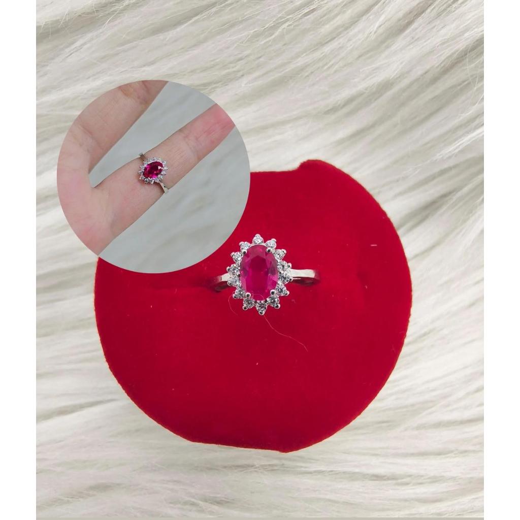 CINCIN ANAK LADY DAY MATA MERAH PERAK S925 LAPIS RHODIUM - BERSURAT, LAPIS EMAS  PUTIH 