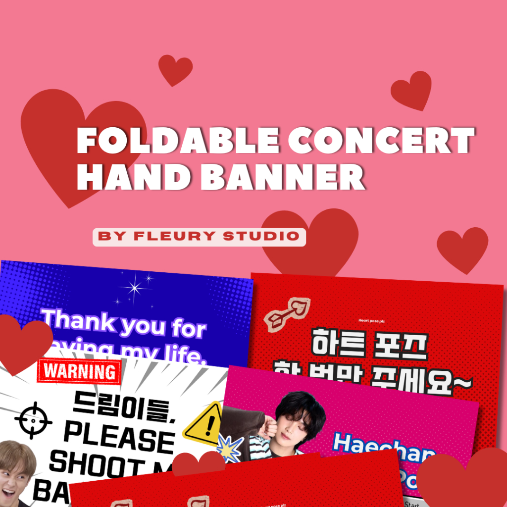Foldable Concert Hand banner, Banner/Slogan Lipat Konser Kpop Isi 4-5 pcs
