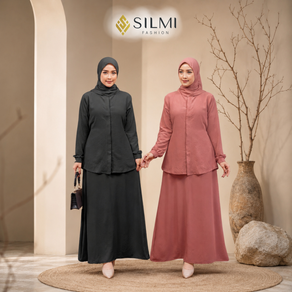 Silmi | Selina - One Set Rok dan Atasan Wanita - One Set Rok Polos Wanita