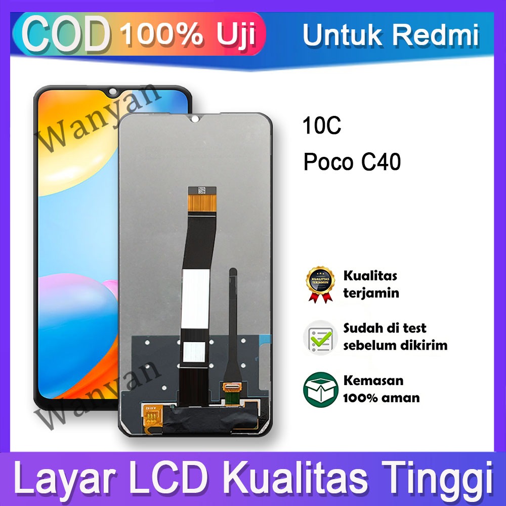 Layar LCD For Xiaomi Redmi 10C Poco C40 LCD 100% Original Fullset hp layar Touchscreen untuk Glass T