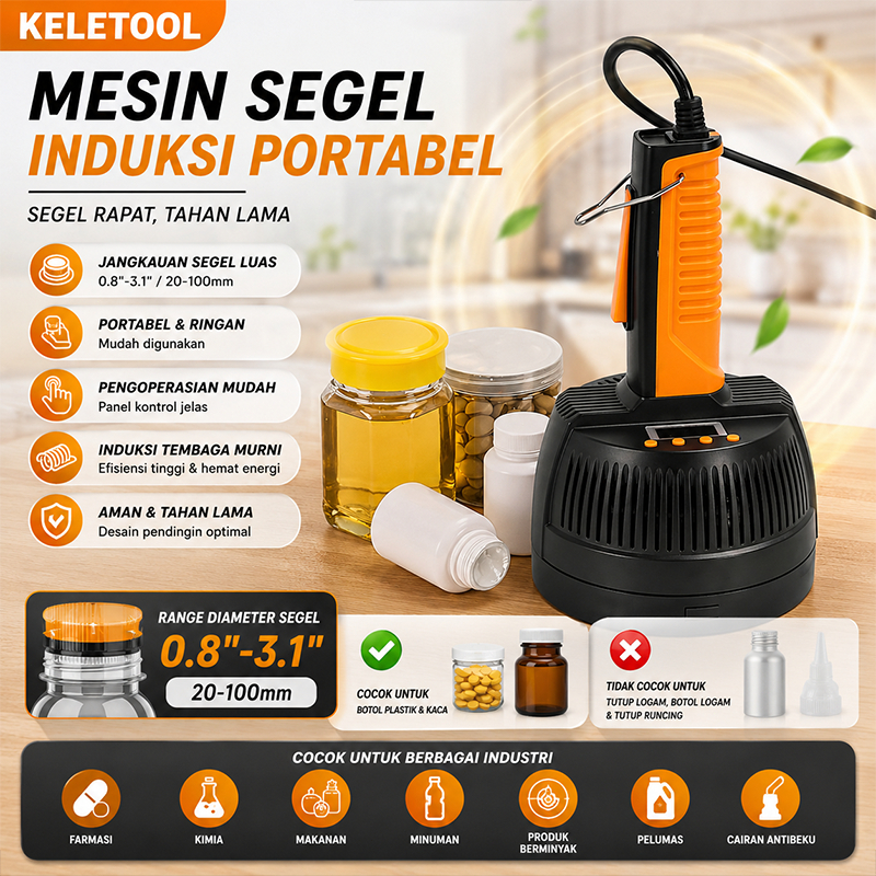 Mesin Segel Induksi Alumunium Foil 20-100mm Induction Sealer Mesin Segel Botol Foil Botol Plastik da