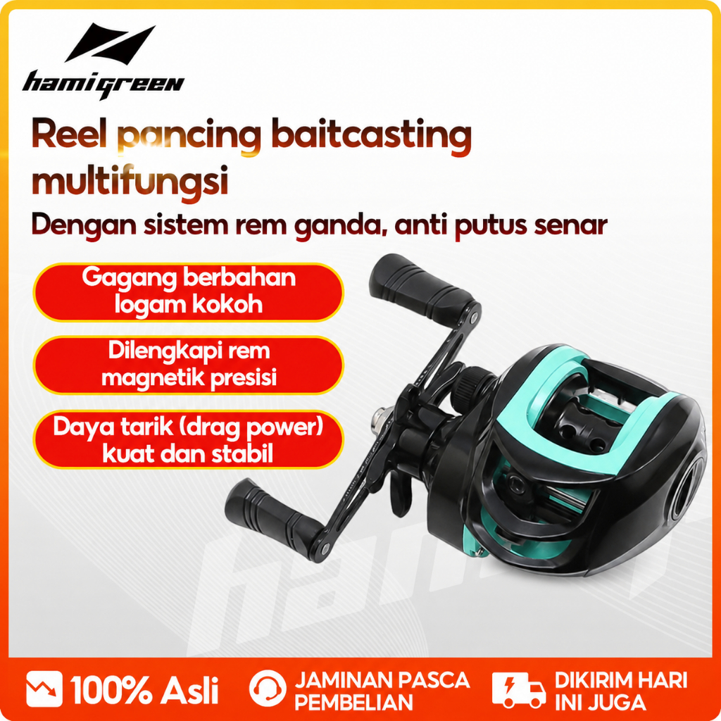 Hamigreen Baitcasting Reel reel bc reel pancing 18+1BB murah bc casting reel 7.2:1 Gear Ratio max dr