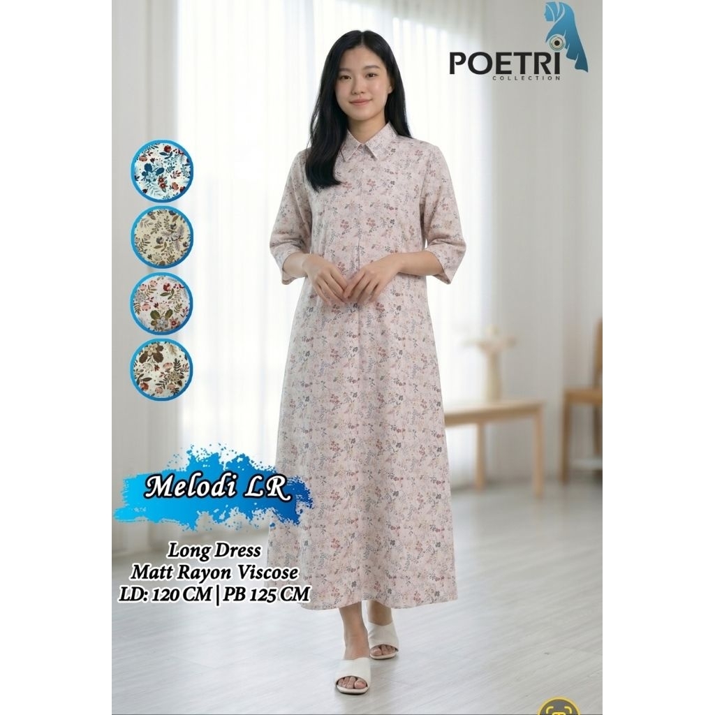 Long Dress Rayon Viscose Melodi Dress Poetri Collection