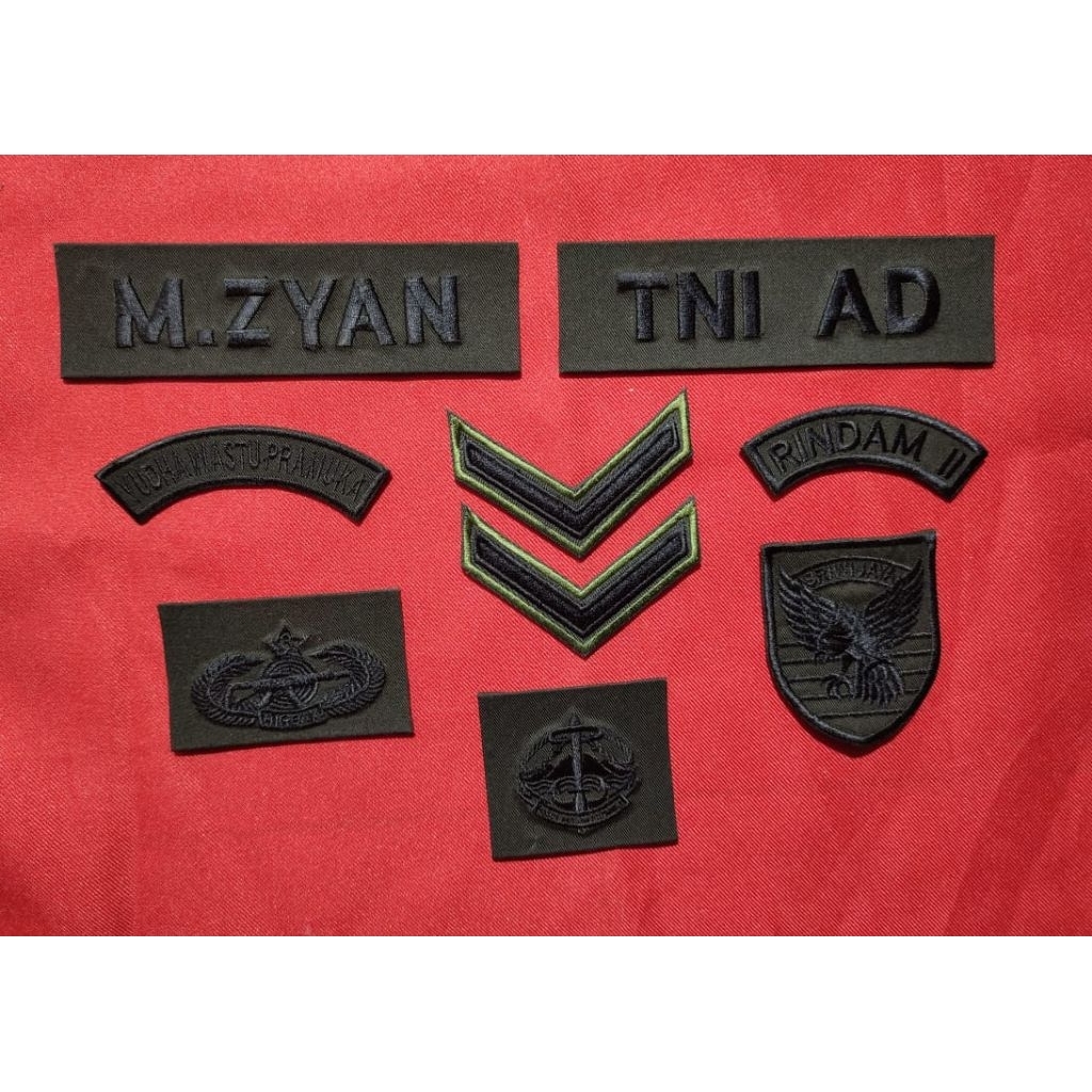 ATRIBUT Bordir Papan Nama TNI AD Malvinas (Perkeras kain)