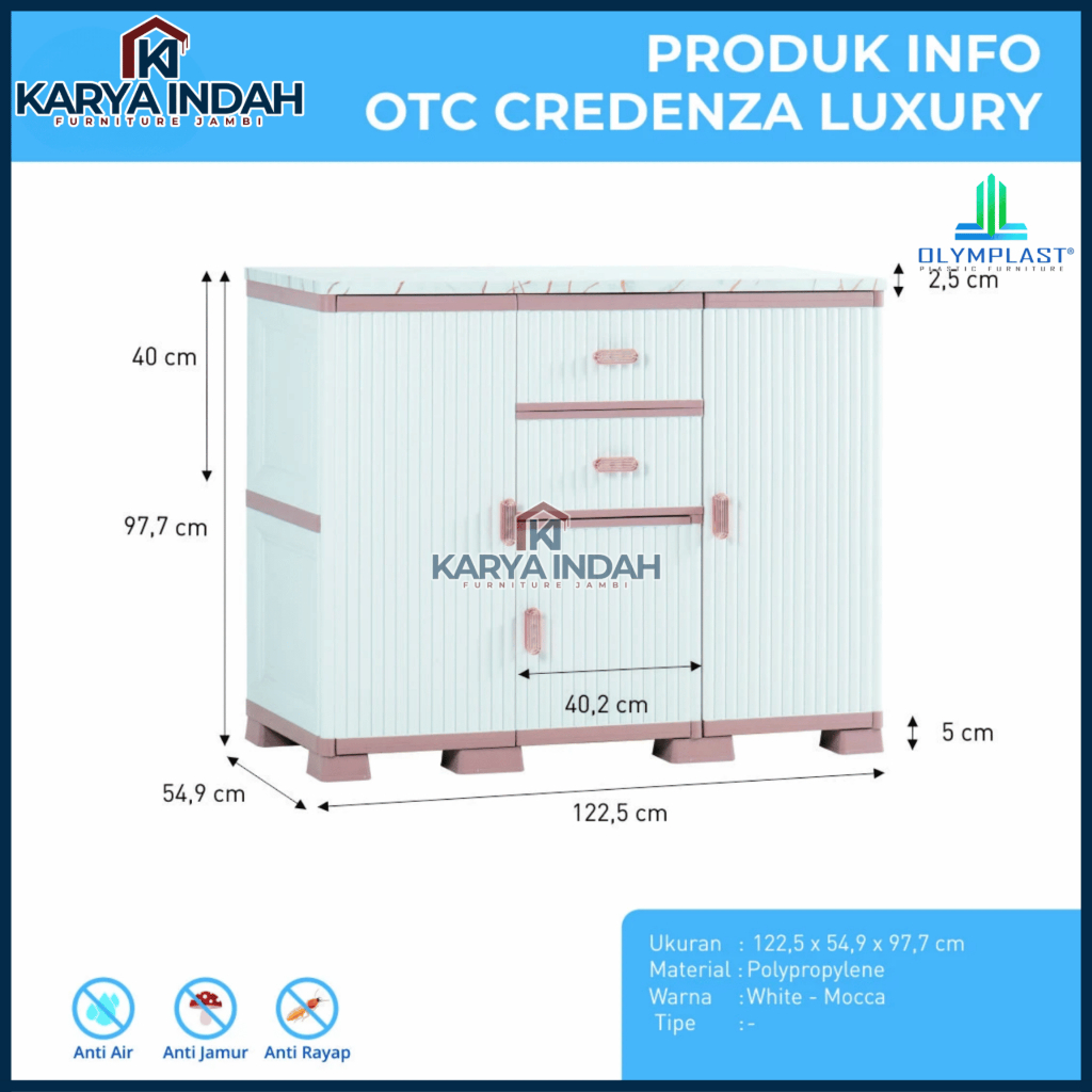 Lemari Rak TV Plastik OTC CREDENZA LUXURY OLYMPLAST TRANSFORM CABINET Sideboard Laci Serbaguna