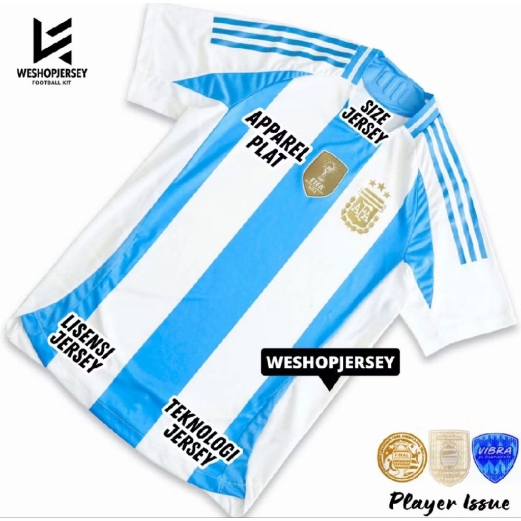 PLAYER ISSUE jersey Argentina home terbaru 24/25 full patch sablon nama nomor punggung nameset