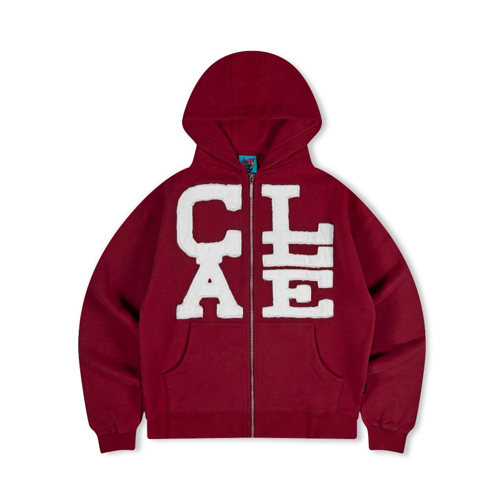 Calle - Big Logo Jaket Sweater Hoodie Boxy Zipper Oversize Merah Menyala  Pria Wanita Unisex Premium