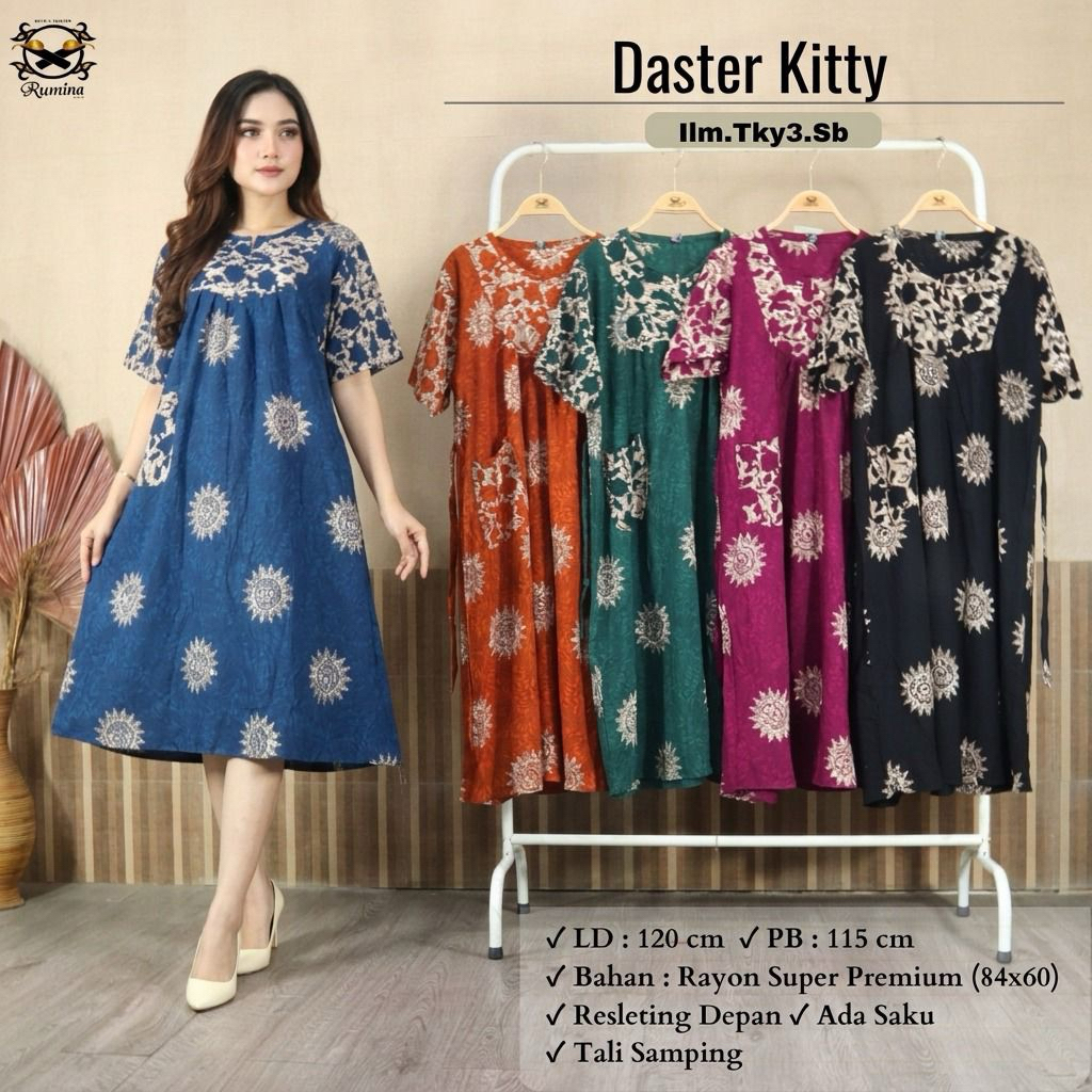 Daster Rumina Wanita Rayon Premium Adem & Nyaman, Lengan Pendek Kekinian
