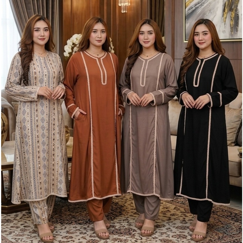 SETELAN CELANA KJ02 By Kembang Jenar, custom by Dlusia Dress. Rayon Viscose Premium