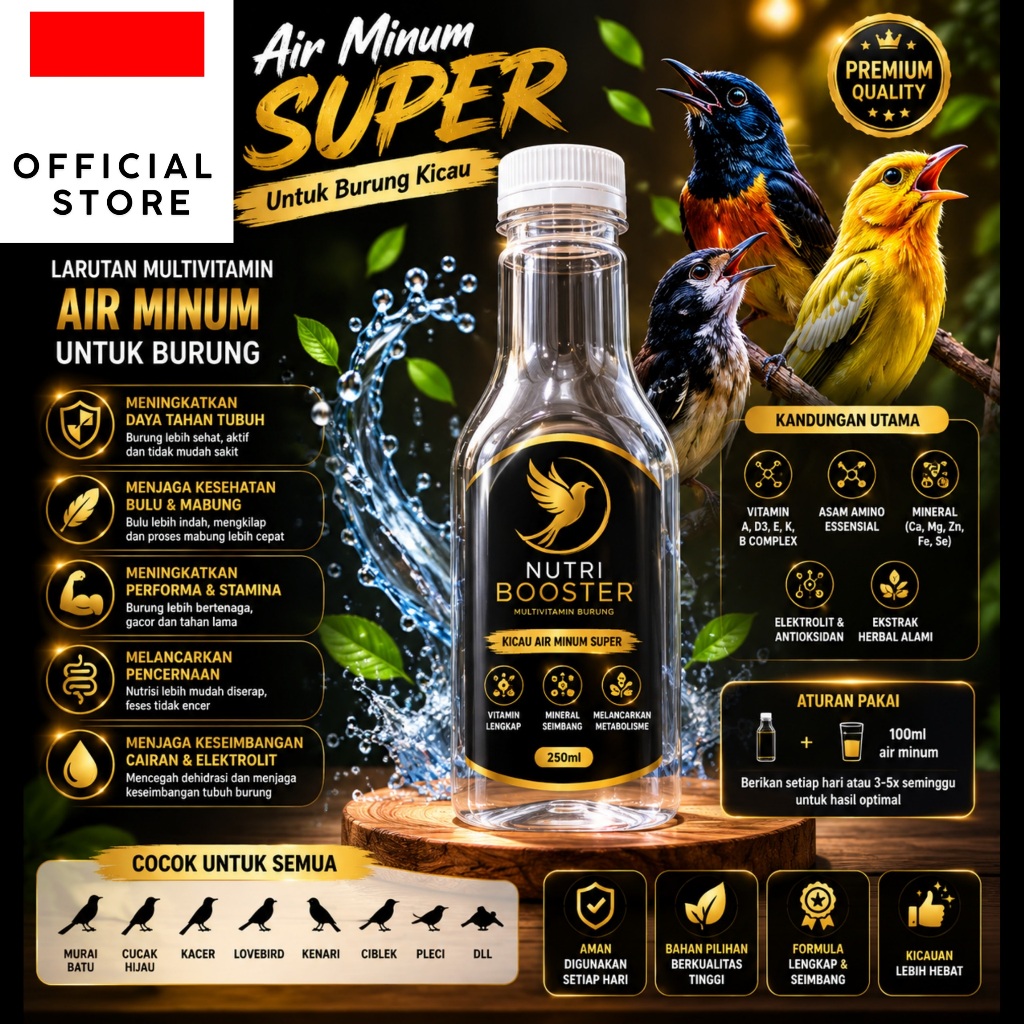 AIR SAKTI BURUNG Nutri Booster Larutan Burung Air Minum Khusus Burung Kicau Vitamin Obat Doping Mura