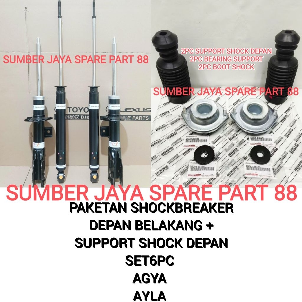 Paketan 10Pc Shockbreaker Depan Belakang Dan Support Shock Depan+Bearing Support+Boot Shock Agya Ayl