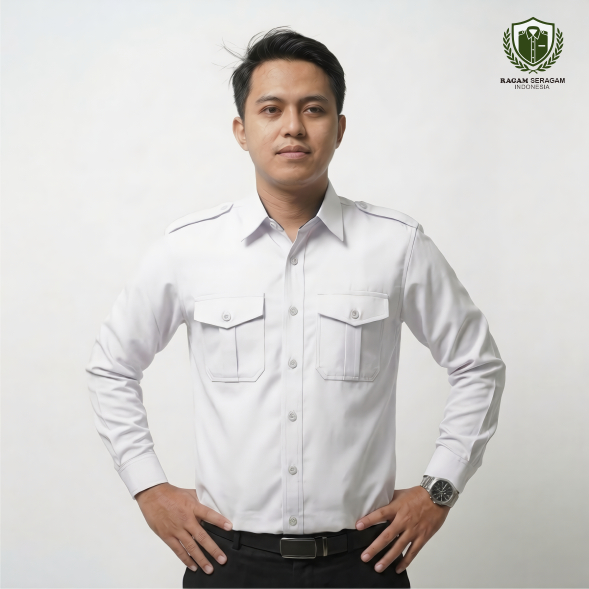 Baju Kemeja PDH Dinas Putih Pria Lengan Panjang Seragam PNS Putih Pria Kemeja Pdh Putih Pns Pria Ker
