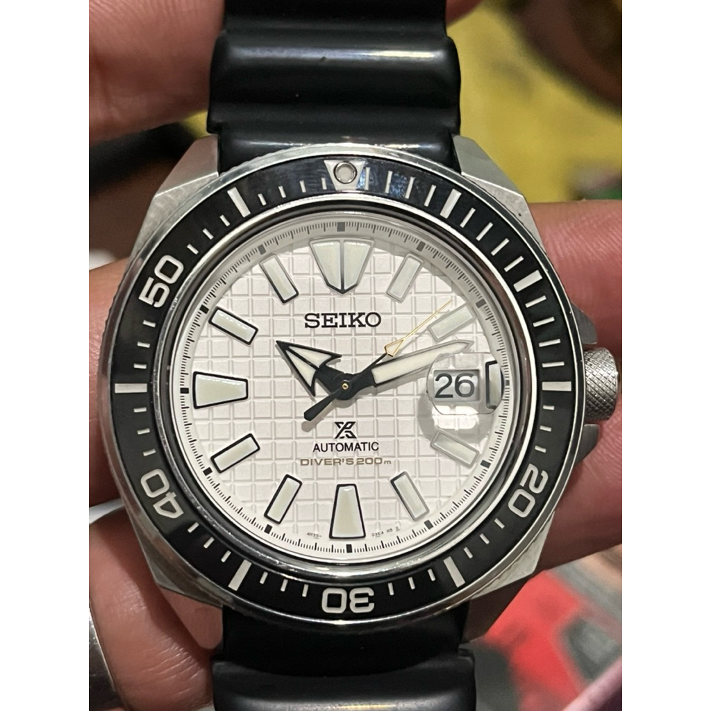 King Samurai White Waffle Dial  Seiko Prospex SRPE37K1