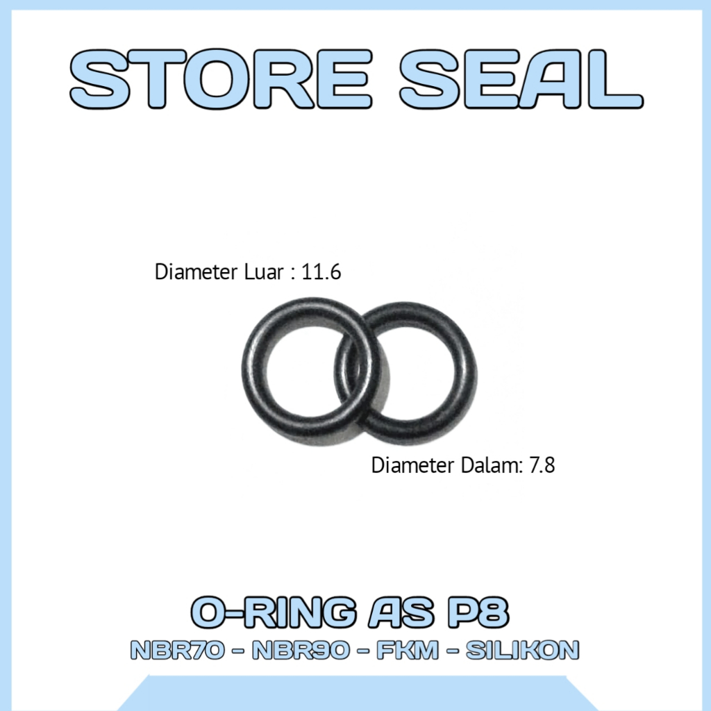 O-Ring Seal P8 ID 11.6 MM 7.8 NBR70 NBR90 FKM TAHAN PANAS SILIKON