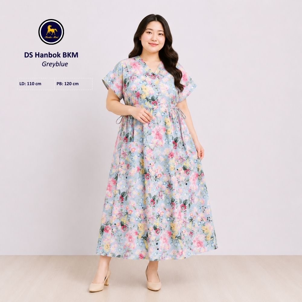 Batik Kuda Mas Daster Hanbok Batik Print | Daster Selempang Depan Panjang Semata Kaki Tangan Pendek 