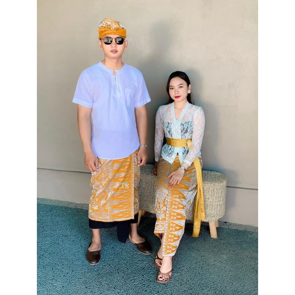 Set Songket Couple Bordir Premium Cendana jumputan// Set Couple Bordir Songket Bali