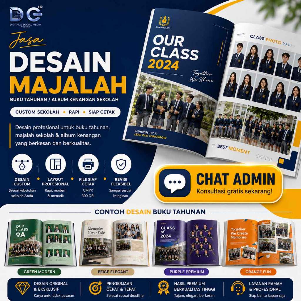 Jasa Desain Buku Tahunan Sekolah Majalah Album Kenangan Custom Layout Profesional Siap Cetak