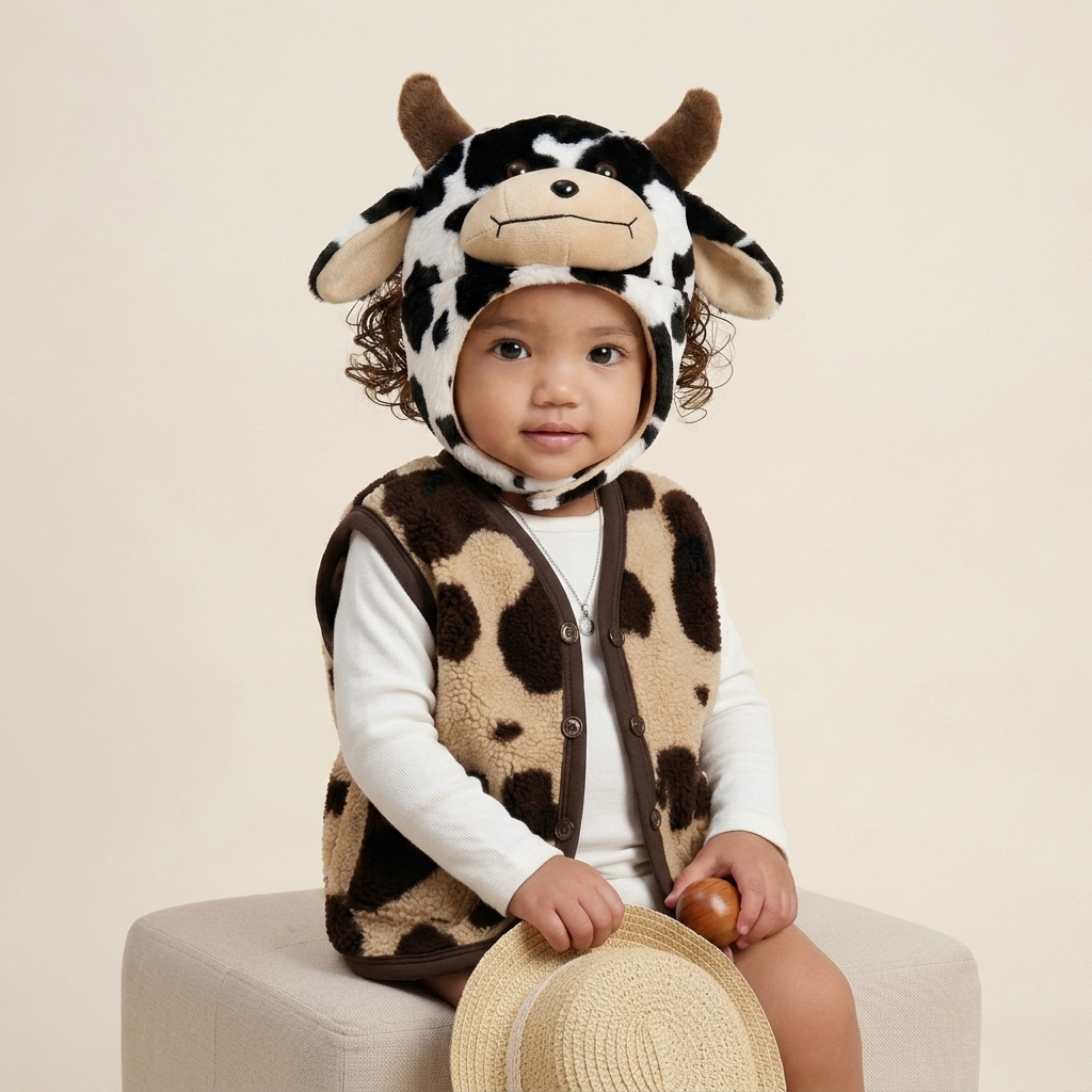 Topi boneka anak karakter | kupluk boneka motif sapi lucu anak-anak 3-7 tahun