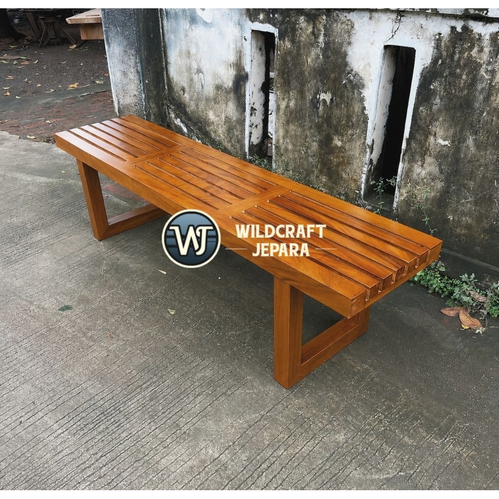BANGKU TERAS BANGKU GAMBANGAN 200CM KAYU TREMBESI FINISHING