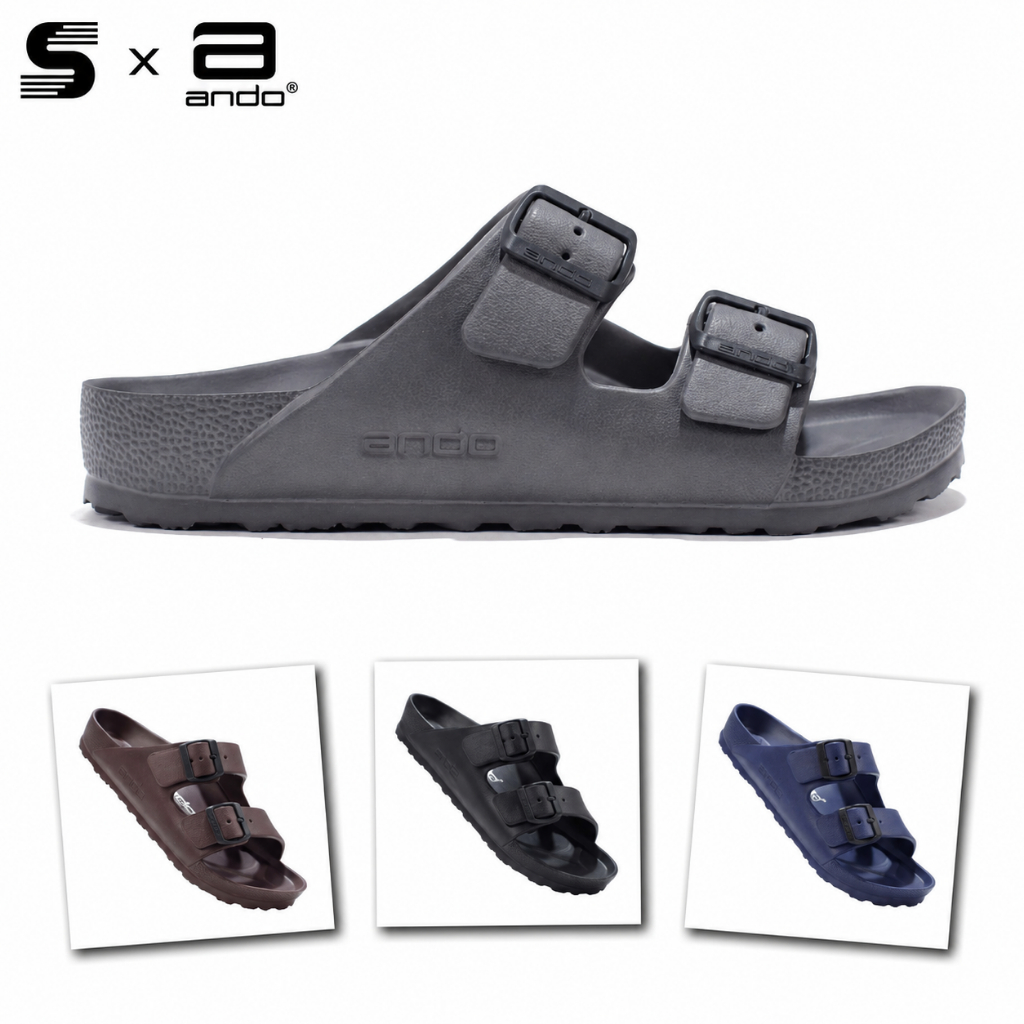 Soqqi x Ando Sultan Sendal Pria Selop Karet cowok Laki-laki Dewasa Model Slip on Casual Promo 39-43
