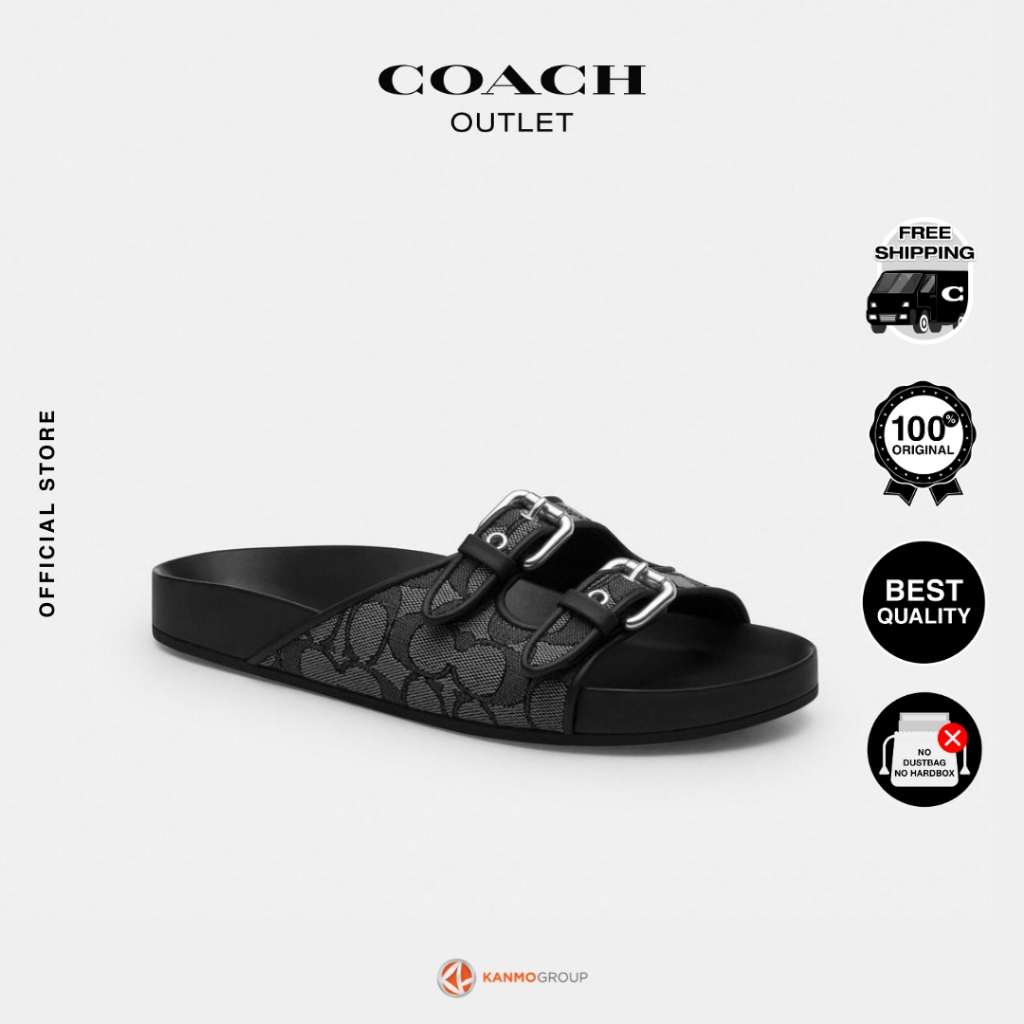 Coach Archival Buckle Signature Jacquard Two Band Sandal - Sandal Wanita