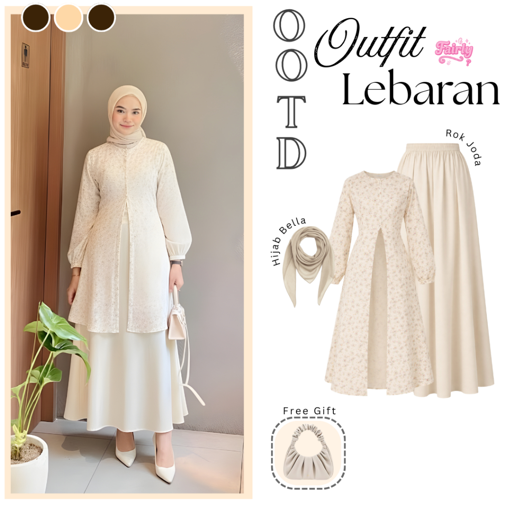Bilqis Oneset Tunik Hijab ( Bella Square + Tunik + Rok ) Outfit Wanita Remaja -  FS54