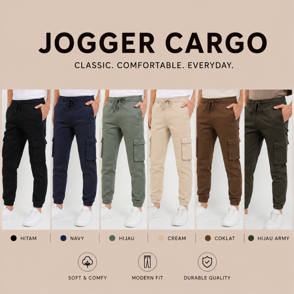 Andrew Smith Celana Panjang Fashion Jogger Cargo Fit Pria