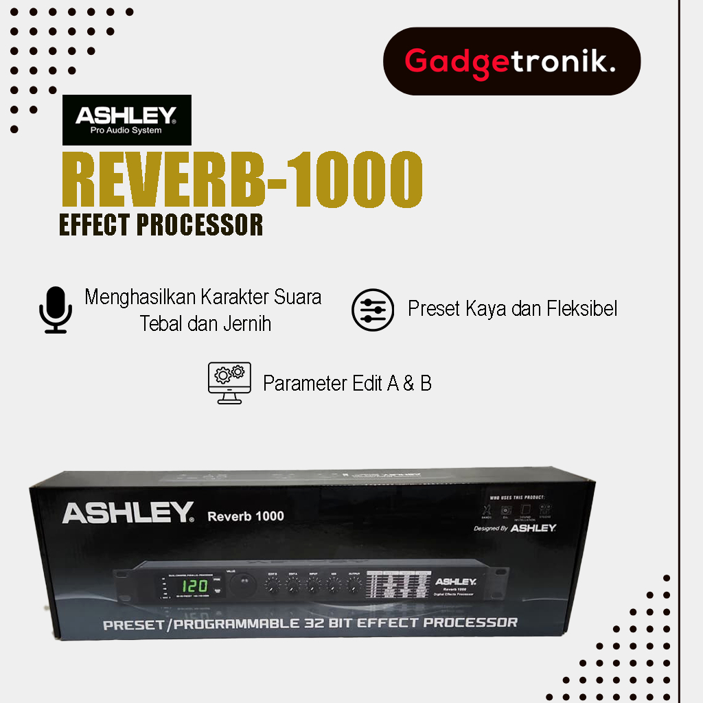 ASHLEY EFFECT PROCESSOR REVERB-1000 2CH ORIGINAL / EFECT PROCESOR ASLEY REVERB 1000 2 CHANNEL / EFEK