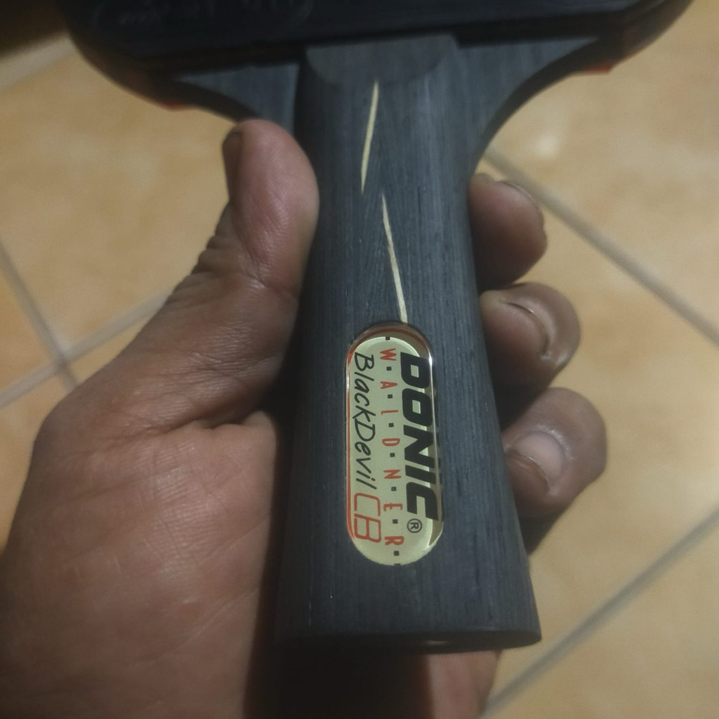 Bet Ping-pong Donic Waldner Black Devil sepaket dengan karetnya, kayu donic black devil, karet hitam