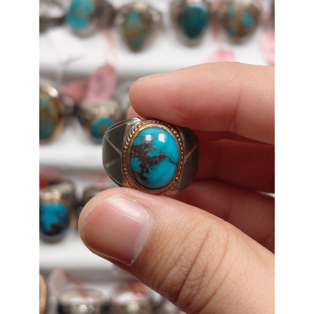 Pirus Persia Serat Hitam/Ring Perak