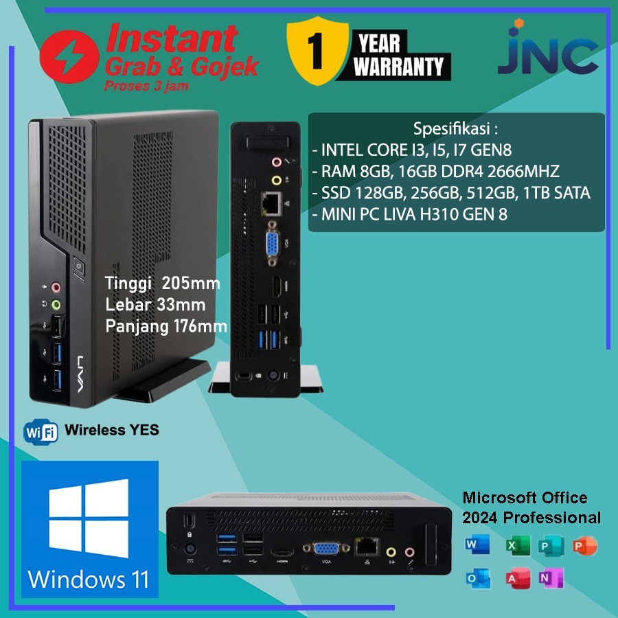ECS Mini PC LIVA Intel Core i3, i5, i7 Gen8 Komputer Desktop, Komputer PC, CPU Mini RAM DDR4 SSD