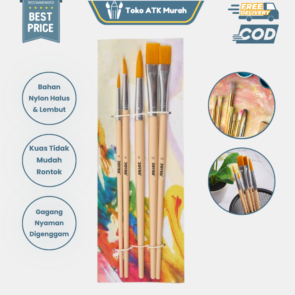Kuas Lukis / Brush Joyko Set BR-8 -  Paint Brush Set