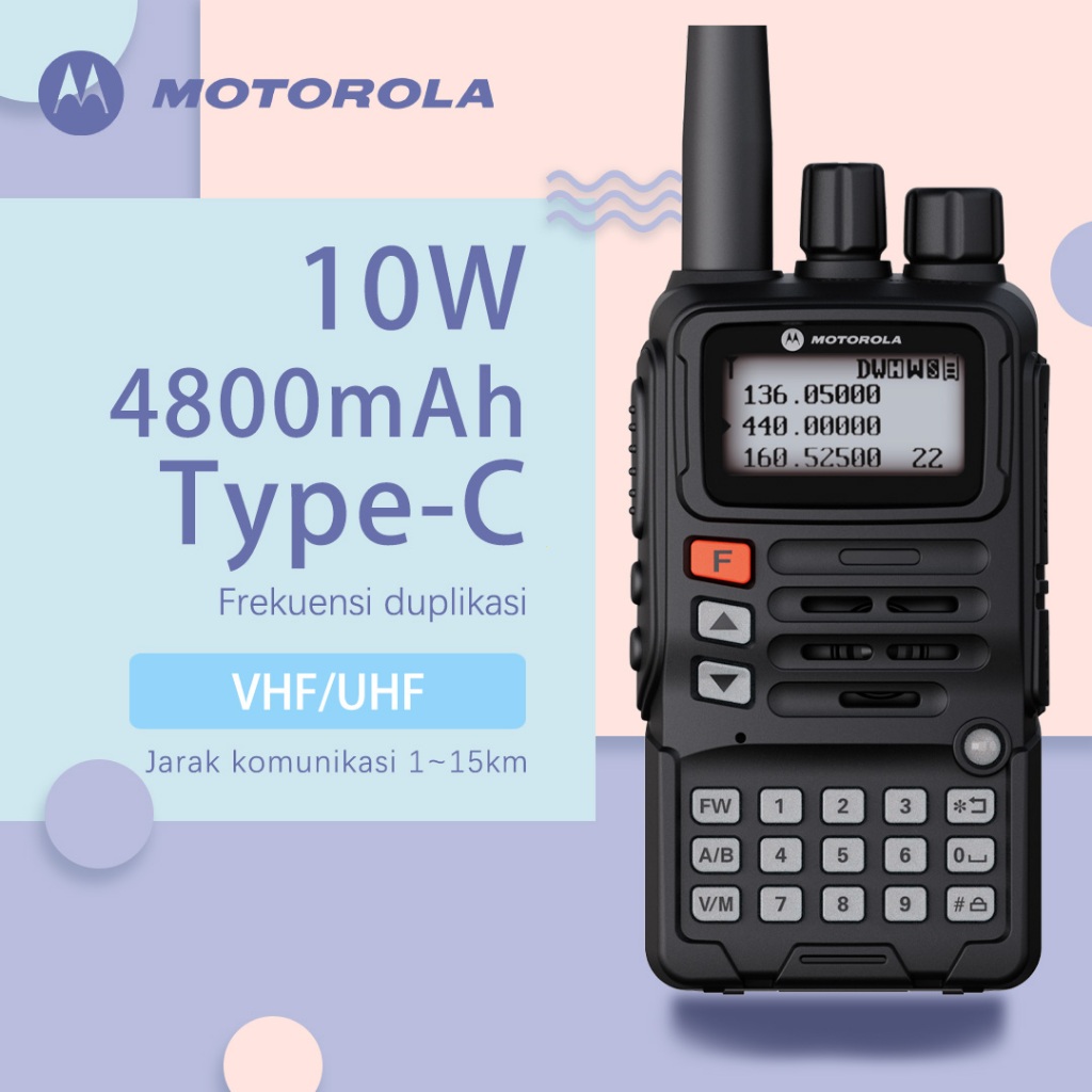 HT Motorola 6R Walkie Talkie Daya tinggi 10W 1-15KM Radio dua arah empat frekuensi 256 Channel