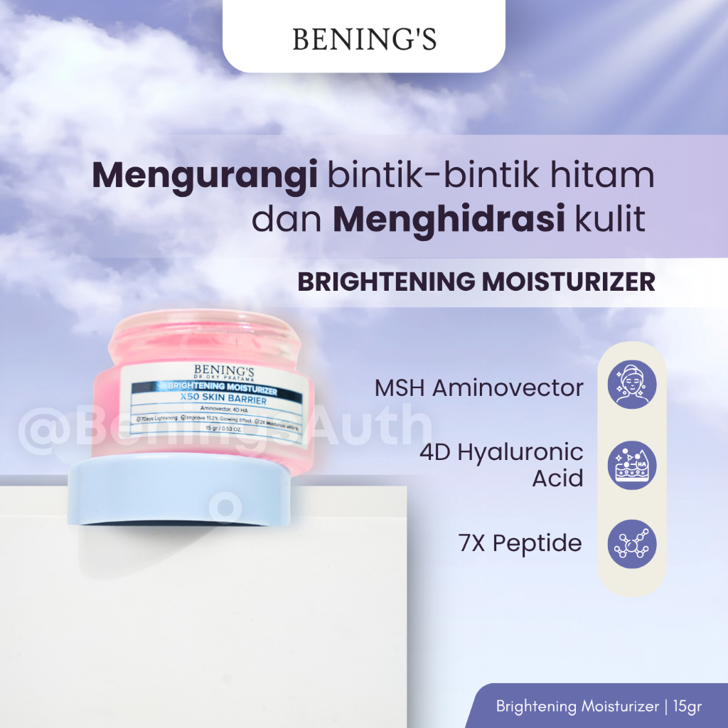 Bening's Brightening Moisturizer Gel Pelembab Wajah Peptide Hyaluronic Acid Mencerahkan Wajah Moist 