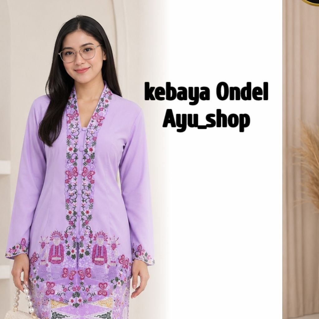 Kebaya Encim Ondel Jakarta Motif Ondel-Ondel Khas Jakarta-Dijual Atasan